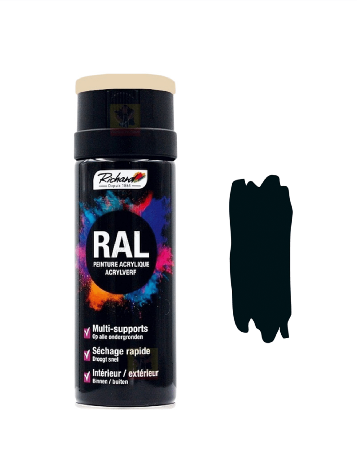 Bombe de peinture noire RAL 9005 - NOIR brillant - Hit Color 400ml